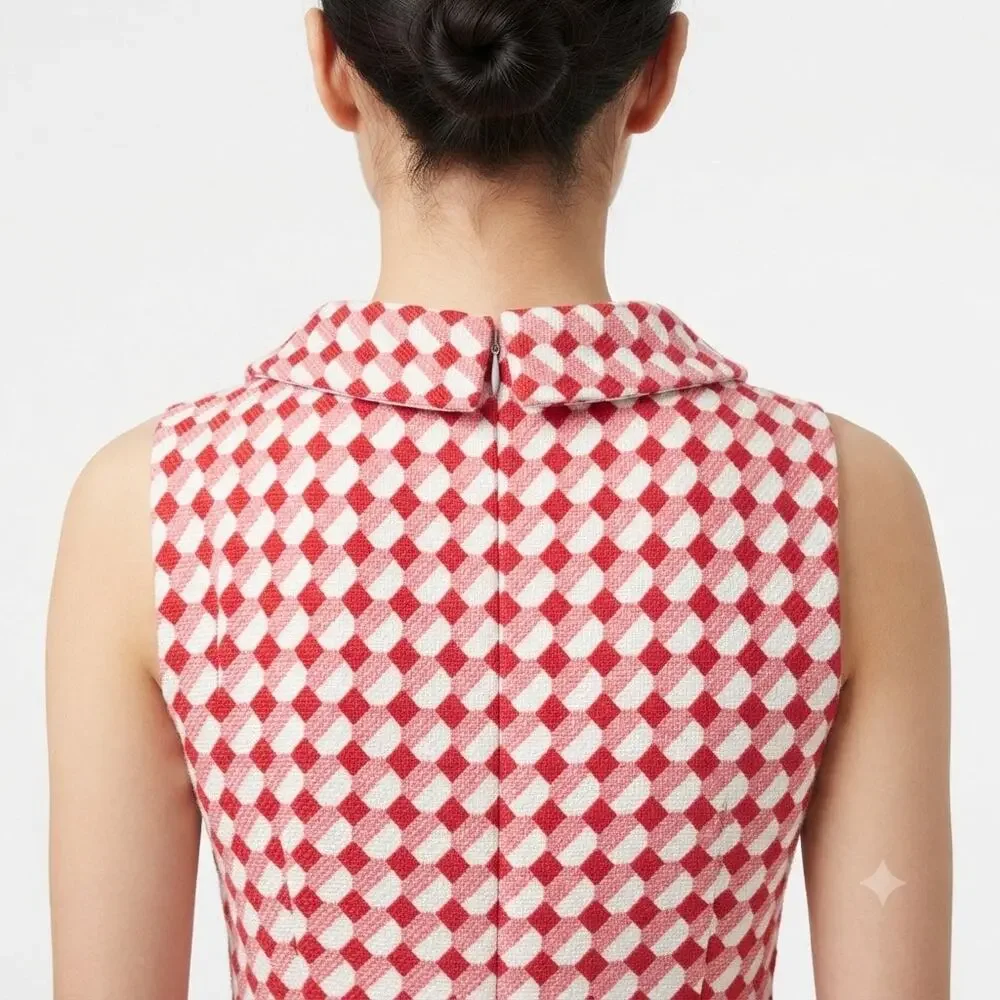 Boden Women's Red White Geometric Print Sleeveless Shift Dress Classic Size 8L